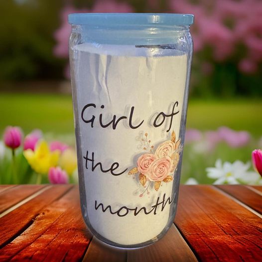 April Girl UV DTF (THIS IS A GLASS CUP I PLACED WHITE PAPER INSIDE SO YOU CAN SEE DESIGNS)