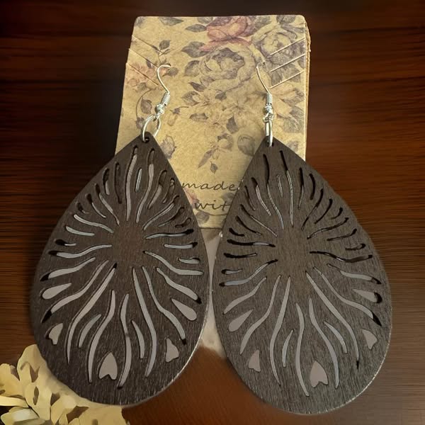 BROWN WOOD TEAR DROP