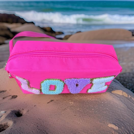 Hot Pink Love Makeup Bag