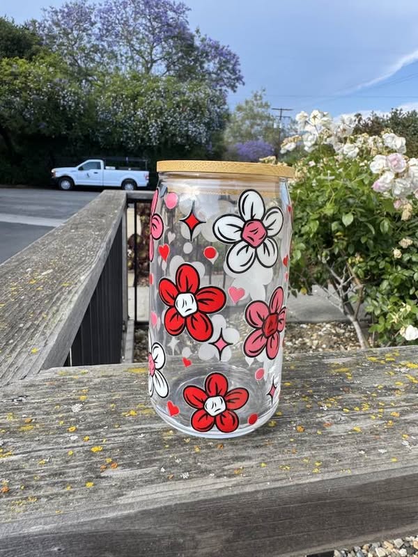 FLOWER POWER GLASS CUP