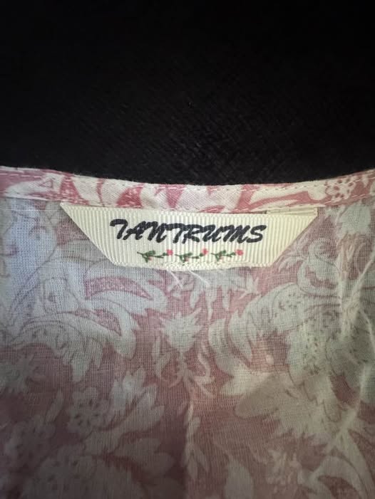 BABY PINK/WHITE FLORAL BLOUSE SIZE XL