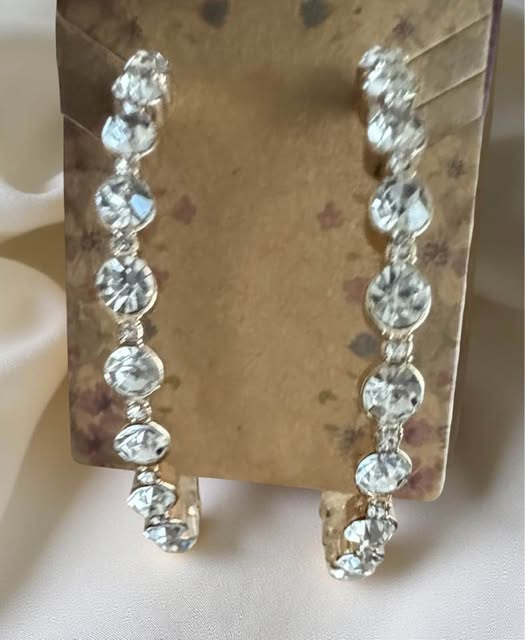 RHINESTONE GOLD LARGE HOOPS