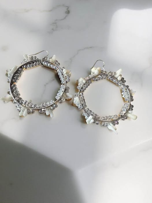 WHITE JAGGED STONE EARRINGS