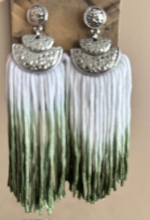 GREEN OMBRE TASSEL EARRINGS