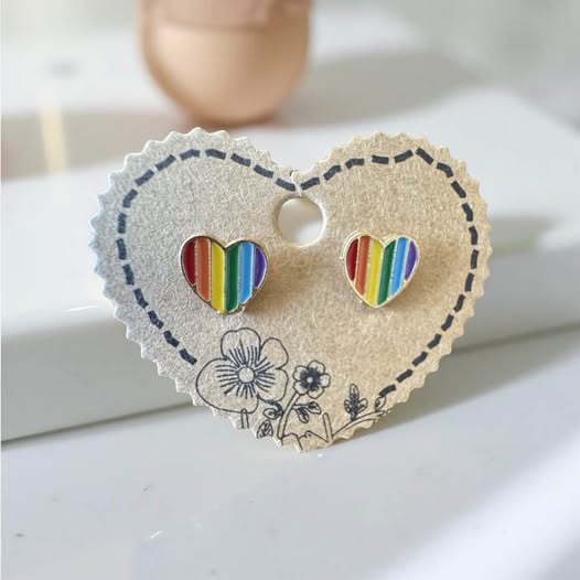 LOVE IS LOVE HEART STUD EARRINGS