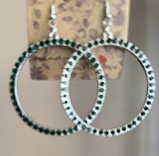 GREEN RHINESTONE EARRINGS