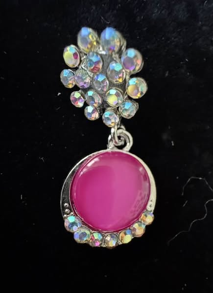 HOT PINK GEM EARRINGS