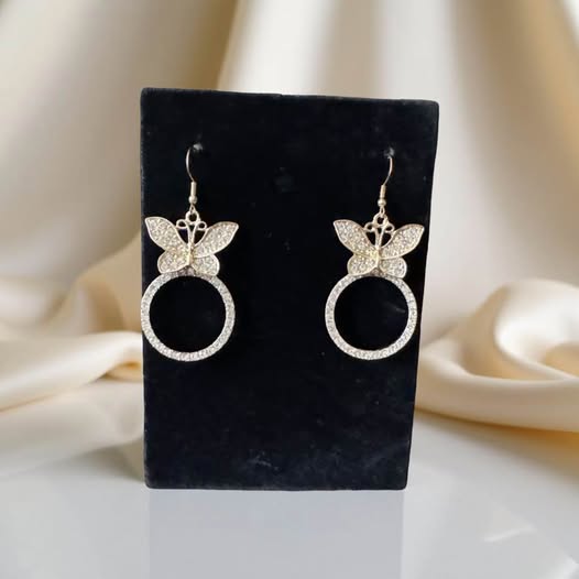 RHINESTONE BUTTERFLY GOLD EARRINGS