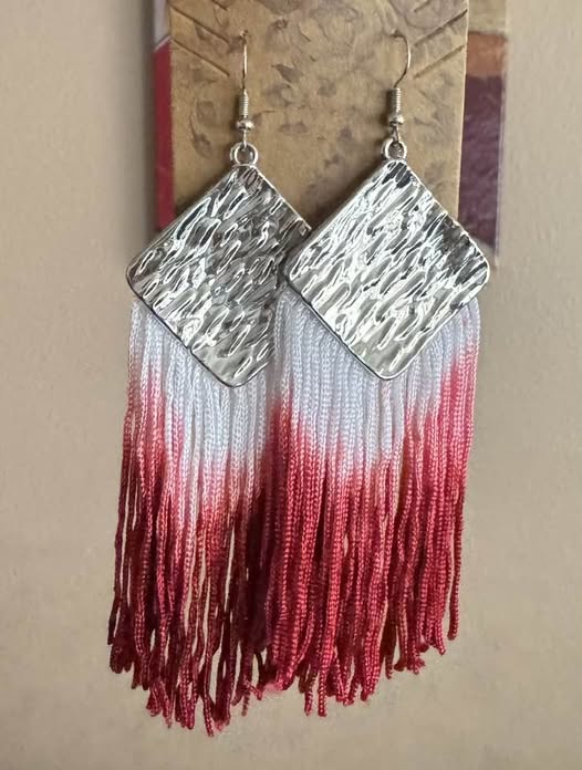 RED OMBRE TASSLE EARRINGS