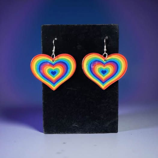 LOVE IS LOVE HEART RAINBOW EARRINGS