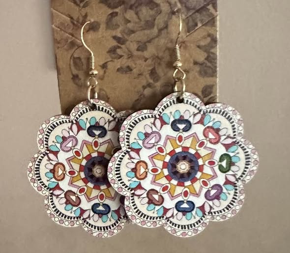 MULTI COLOR FLOWER WOOD EARRINGS