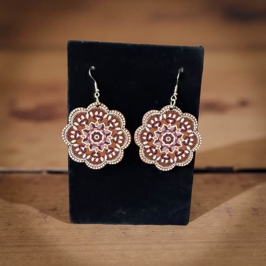 WOOD FLOWER EARRINGS