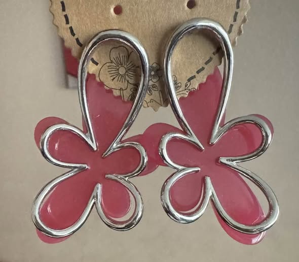 FUNKY ACRYLIC AND SILVER FLOWER EARRINGS