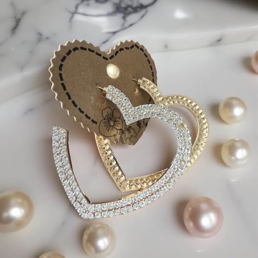 RHINESTONE HEART HOOPS