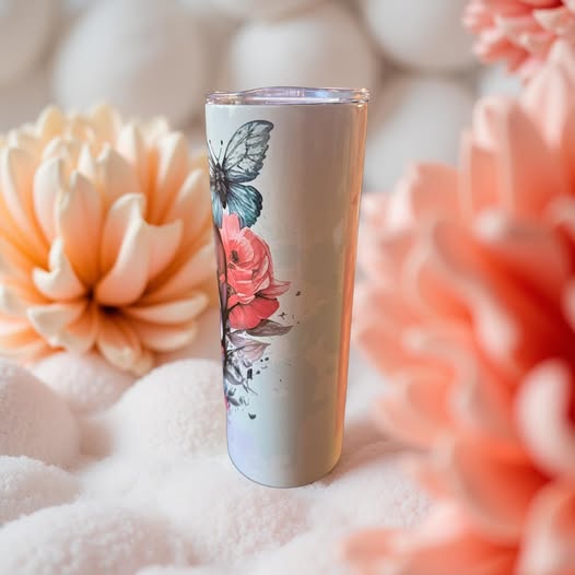 FLORAL SKULL TUMBLER