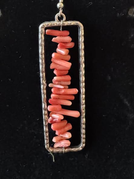 ORANGE JAGGED STONE EARRINGS