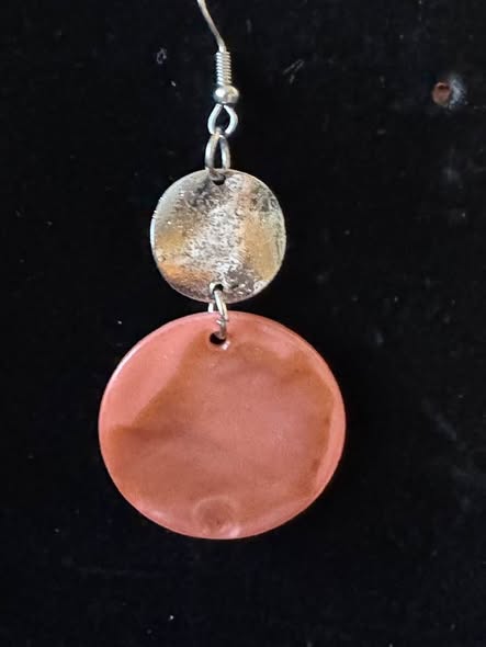 PEACH MOTHER OF PEARL EARRINGS