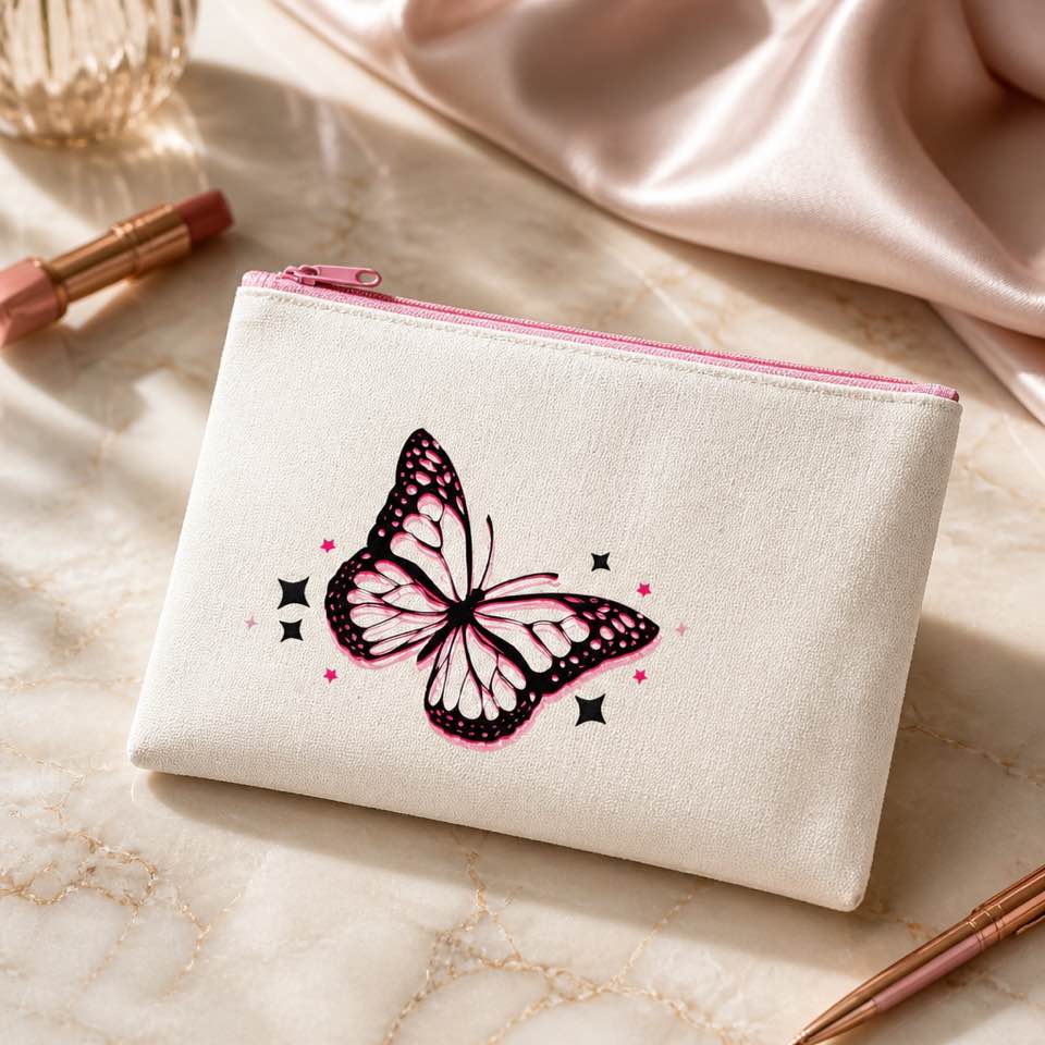 Pink Butterfly Make up Bag - Beauty&Beyond