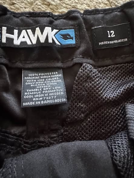 Hawk Boys Size 12 Black Cargo Shorts Elastic Waist Multi-Pocket Casual