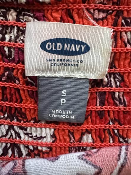 Old Navy Women's Floral Sundress Size SP Red Sleeveless Midi Dress