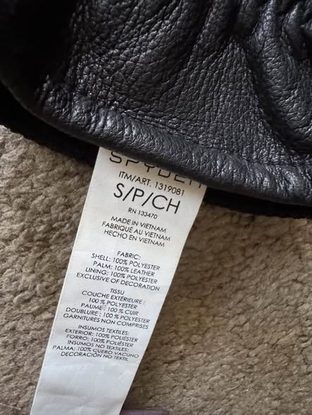 Spyder Women's Black Winter Gloves Size Small Leather Palm Cold Weather Gloves