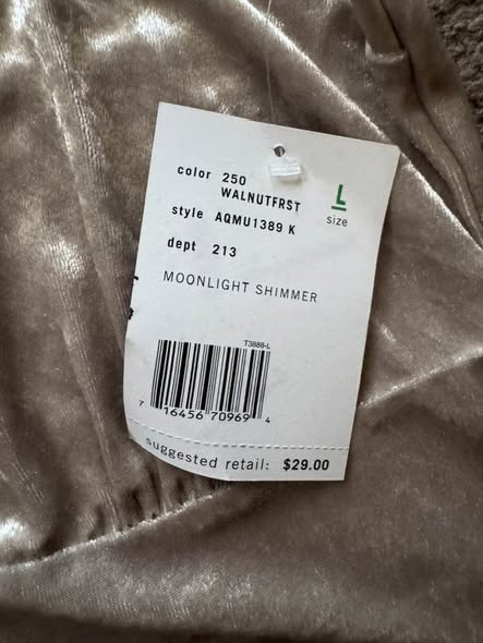 Axcess Liz Claiborne Velvet Cami Tank Top Women's Large Moonlight Shimmer NWT