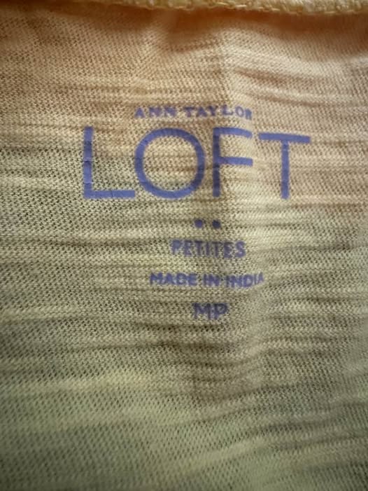 Ann Taylor LOFT Petites Yellow Layered Knit Top MP Medium Petite Stretch Tee