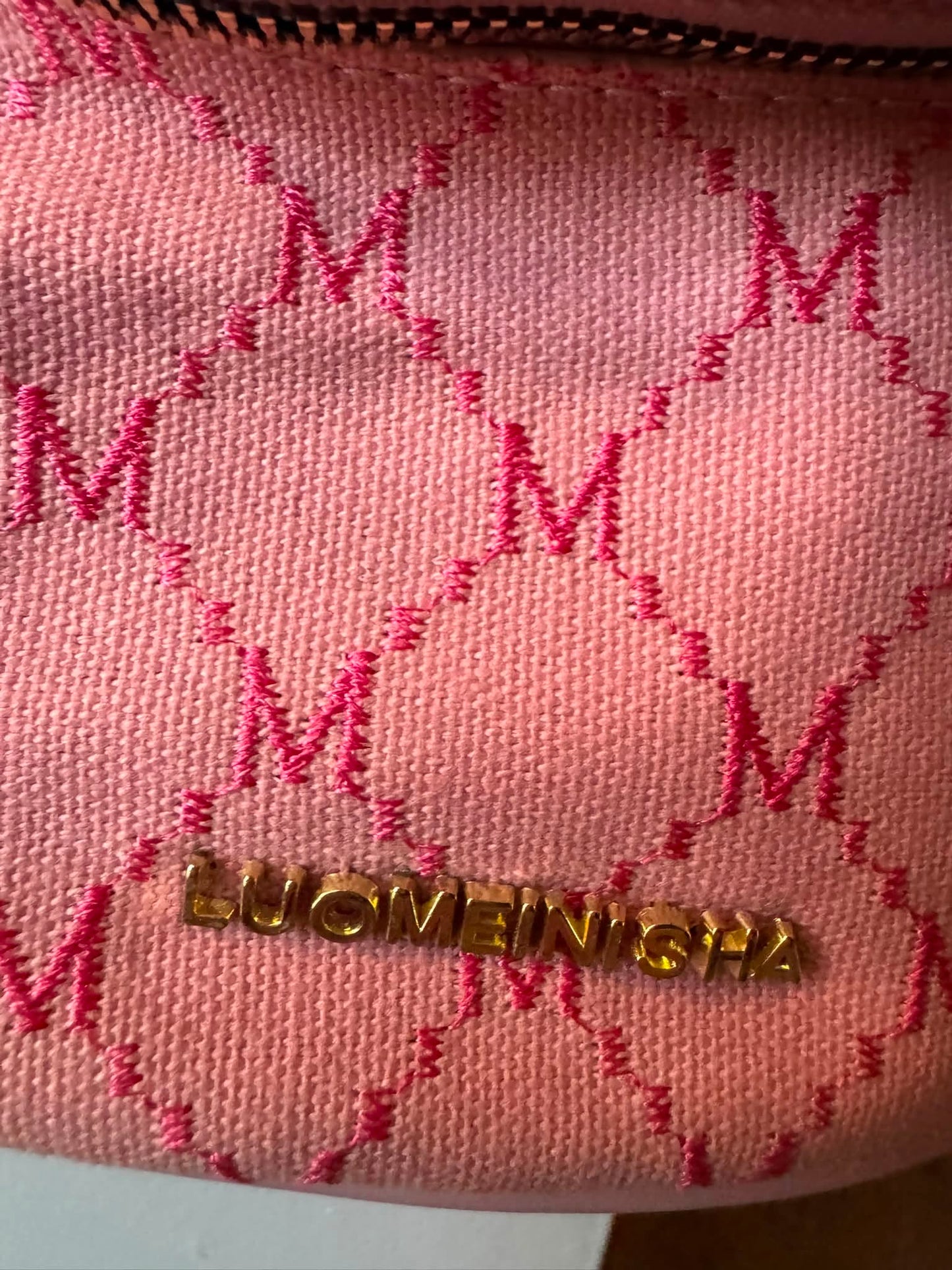 Luqvenisha Pink Monogram Crossbody Shoulder Bag