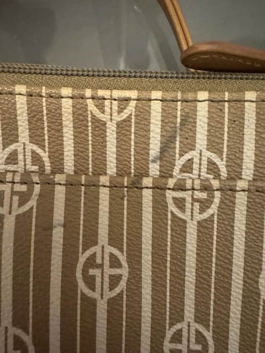 Women's Mini Handbag Beige Monogram Print Top Handle Purse