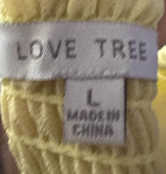 Love Tree Women's Yellow Smocked Puff Sleeve Crop Blouse Size Large New