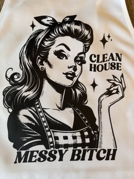 Clean House Messy Bi%$& White Retro Kitchen Apron