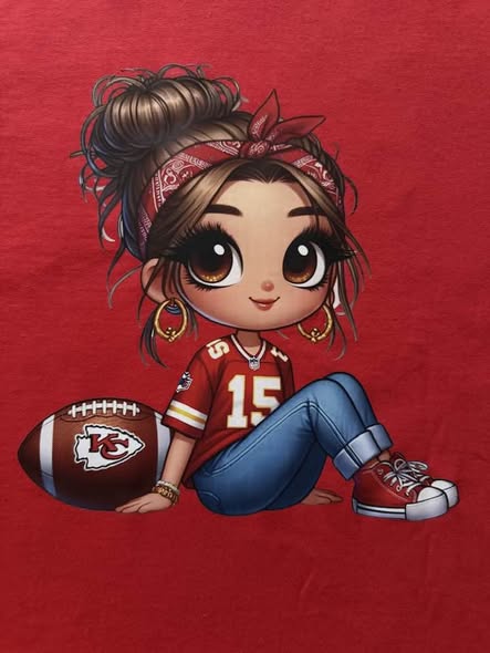 Kansas City Chiefs Football Girl Graphic T-Shirt Red Gildan Small