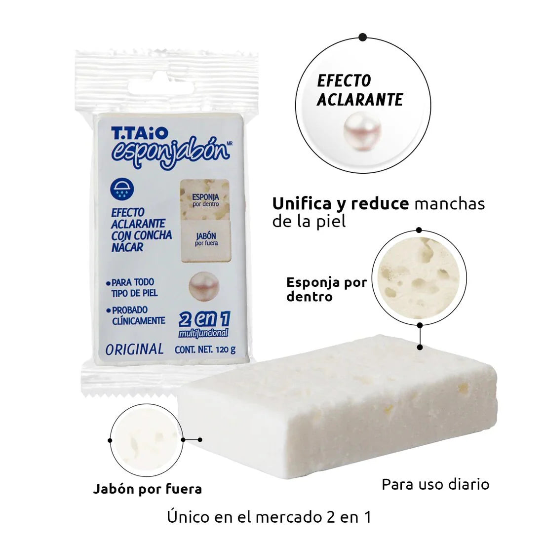 T.TAIO Esponjabón Concha Nacar – Brightening 2-in-1 Soap with Sponge (120g) - Beauty&Beyond
