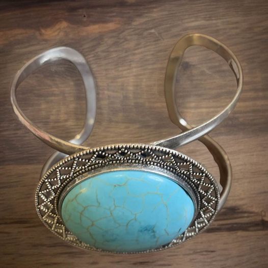 Blue Crackle Stone Cuff