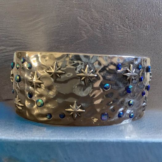 Silver Blue Crystal Cuff