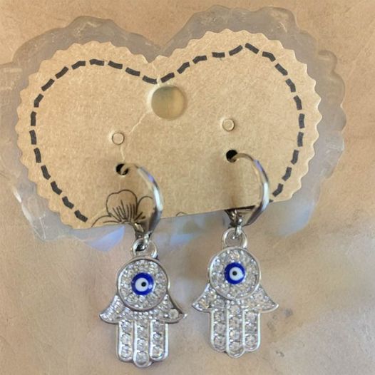 Evil Eye in Hand Earrings