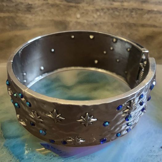 Silver Blue Crystal Cuff