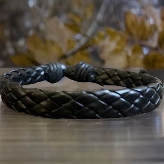 Black Leather Pullcord Bracelet