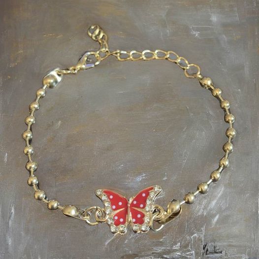 Red Butterfly Gold Bracelet