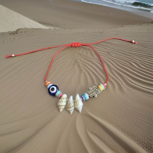 Seashell Evil Eye Pullcord Bracelet