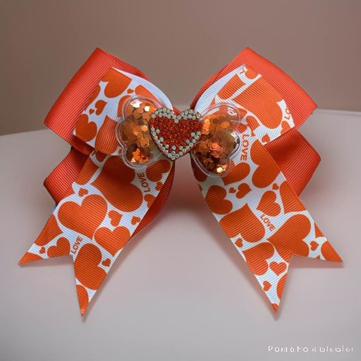 Red Heart Hair Bow