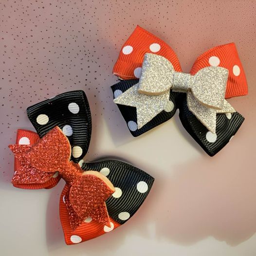 Mini Polka Dot Hair Bows (Pair)