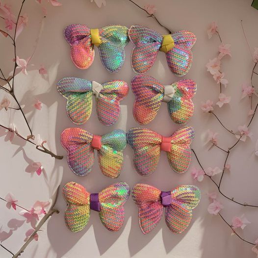 Pair Butterfly Multi Hair Bows