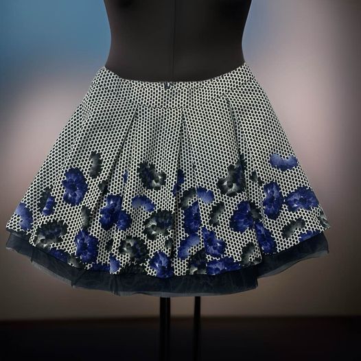 Cobalt Blue Floral Skirt