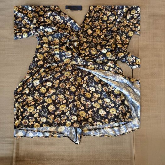 Gold/Black Floral 'Romper Size S