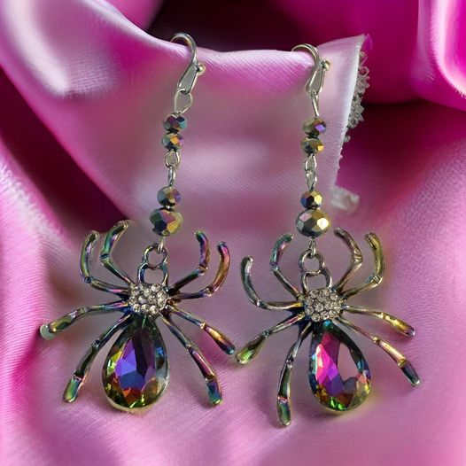 spider Oil Spill Earrings