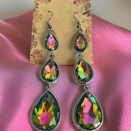 Cascade Tear Drop Oil Spill Earrings