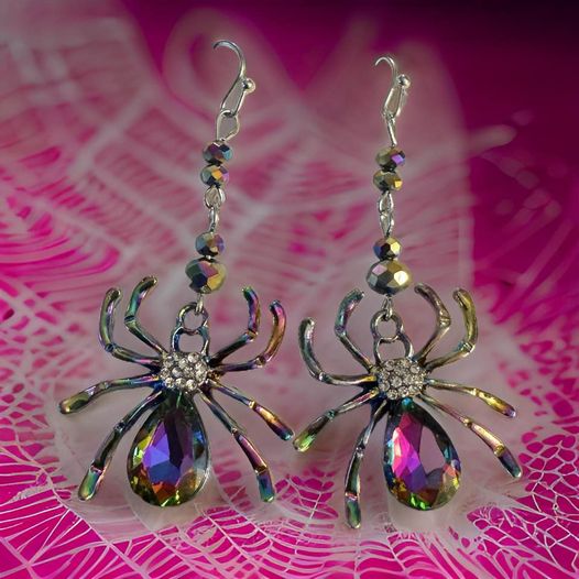 spider Oil Spill Earrings