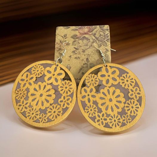 Floral Wood Earrings