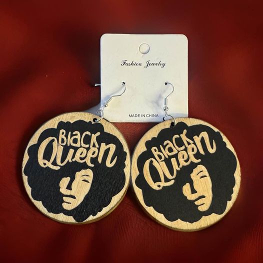 Black Queen Wood Earrings